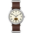 Timex Tribute メンズ NHL Weekender 40mm 腕時計 Boston Bruins ブラウン本革スリップスルーストラップ