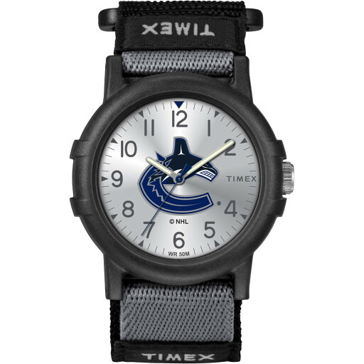 Timex NHL Recruit 38mm 腕時計 Vancouver Canucks ブラックファブリックストラップ Timex NHL Recruit 38mm 腕時計 Vancouver Canucks ブラックファブリックストラップ