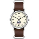 Timex Tribute メンズ NHL Weekender 40mm クォーツ レザーストラップ ブラウン 20 カジュアルウォッチ (モデル: TWZHJACMUYZ) Columbus Blue Jackets