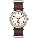 Timex Tribute メンズ Collegiate Weekender 40mm 腕時計 - Arizona State Sun Devils ブラウン本革スリップスルーストラップ