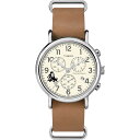 Timex Tribute メンズ Collegiate Weekender Chrono 40mm 腕時計 - Arizona State Sun Devils タン本革スリップスルーストラップ