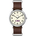 Timex メンズ Collegiate Weekender 40mm 腕時計 - LSU Tigers ブラウン本革スリップスルーストラップ