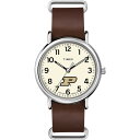 Timex Tribute メンズ Collegiate Weekender 40mm 腕時計 - Purdue Boilermakers ブラウン本革スリップスルーストラップ