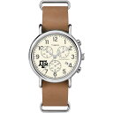 Timex メンズ Collegiate Weekender Chrono 40mm 腕時計 - Texas A&M Aggies タン本革スリップスルーストラップ