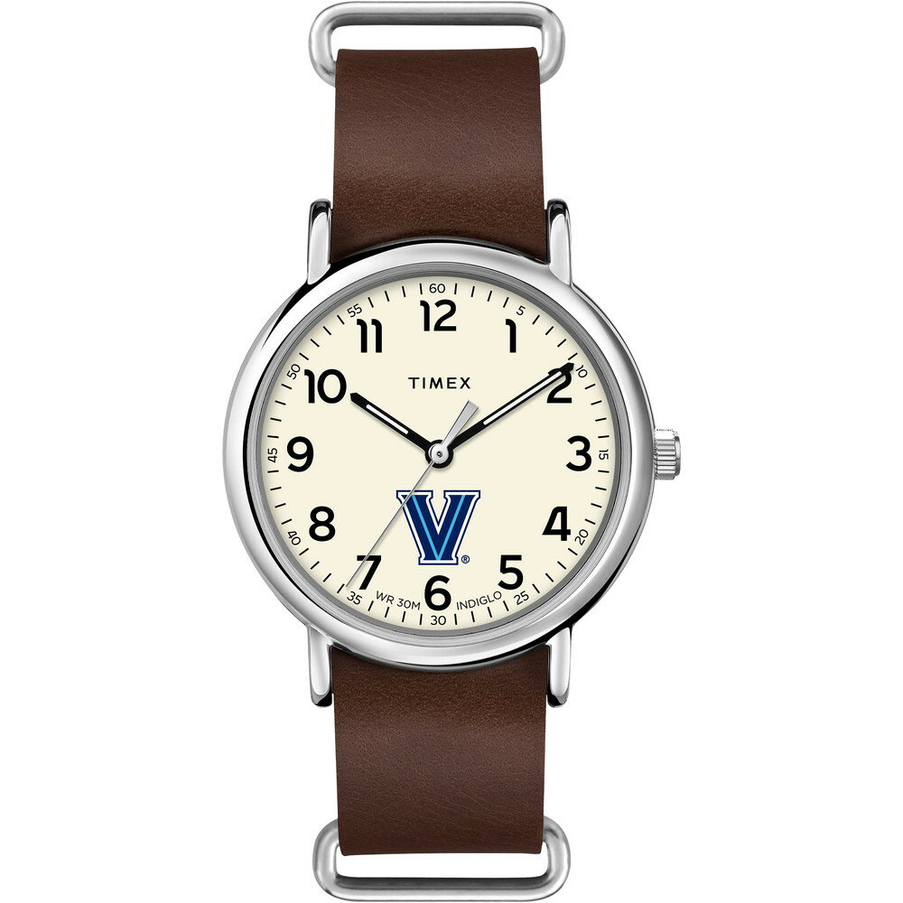 Timex Tribute メンズ Collegiate Weekender 40mm クォーツ レザーストラップ ブラウン 20 カジュアルウォッチ (モデル: TWZUVILMUYZ) Villanova Wildcats