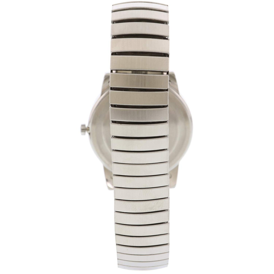 Timex メンズ Easy Reader 35mm 腕時計 シルバートーンケース ホワイトダイアル エクストラロング シルバートーン エクスパンションバンド