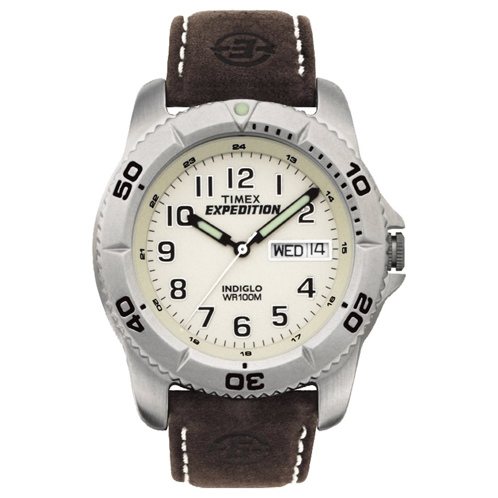 Timex メンズ T46681 Expedition Traditional ブラウン レザーストラップ 腕時計