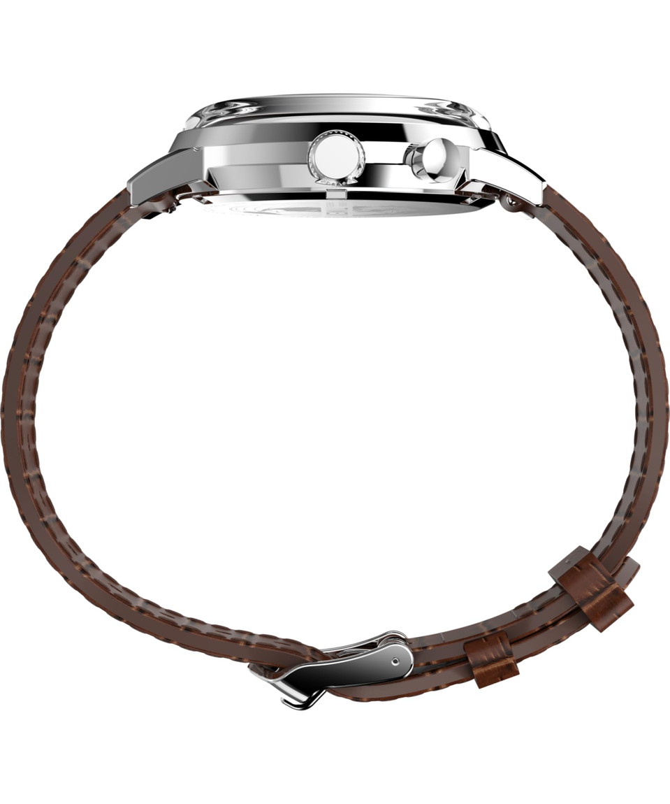 Timex メンズ Marlin Moon Phase 40mm 腕時計 ブラウンストラップ ローズゴールドトーンダイアル ステンレススチールケース 2