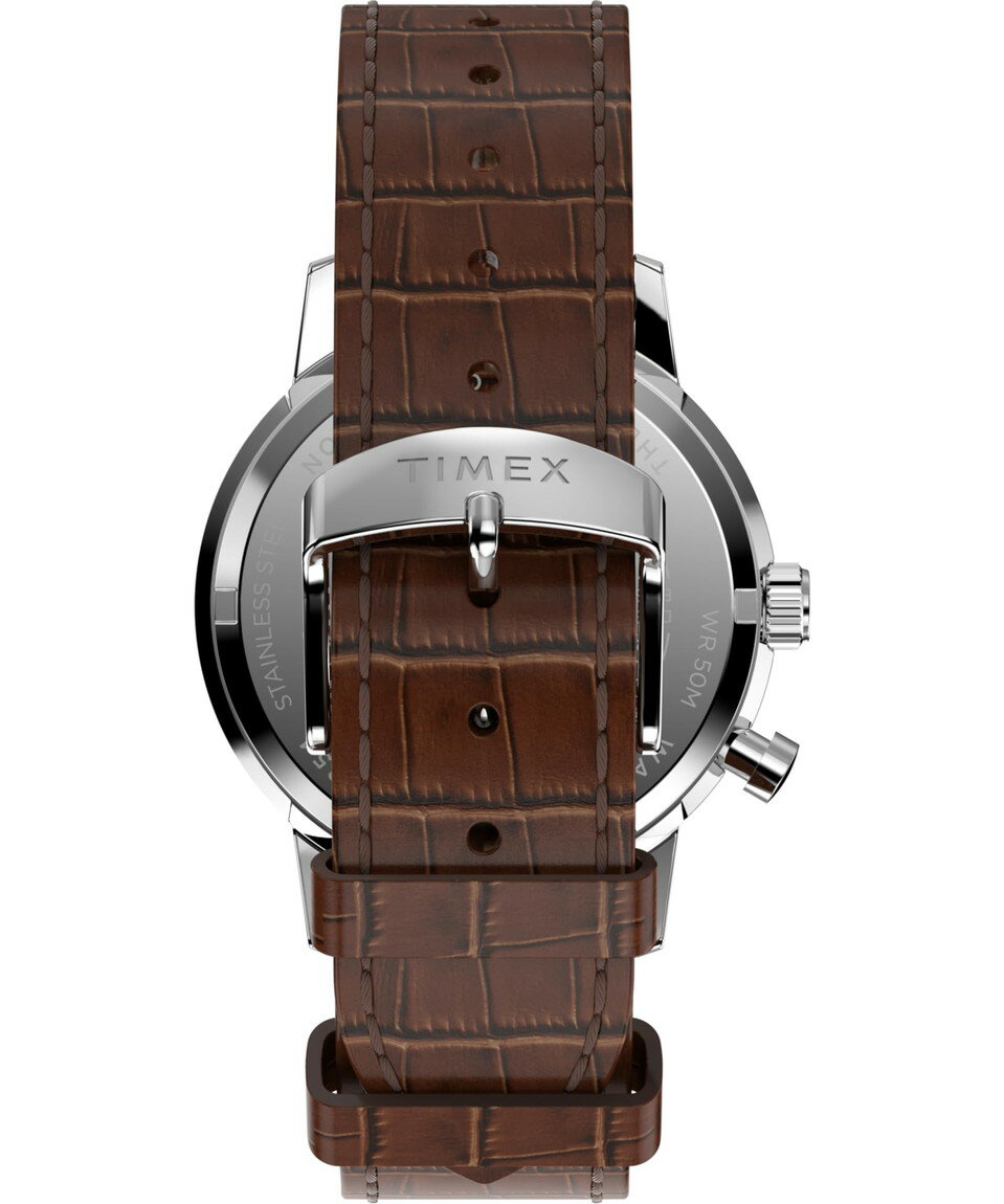 Timex メンズ Marlin Moon Phase 40mm 腕時計 ブラウンストラップ ローズゴールドトーンダイアル ステンレススチールケース 3