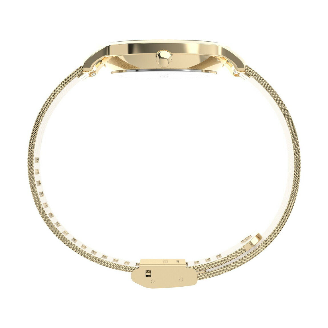 Timex レディース Transcend 34mm 腕時計 ゴールドトーン メッシュブレスレット クイックリリース シルバートーンダイアル ゴールドトーンケース