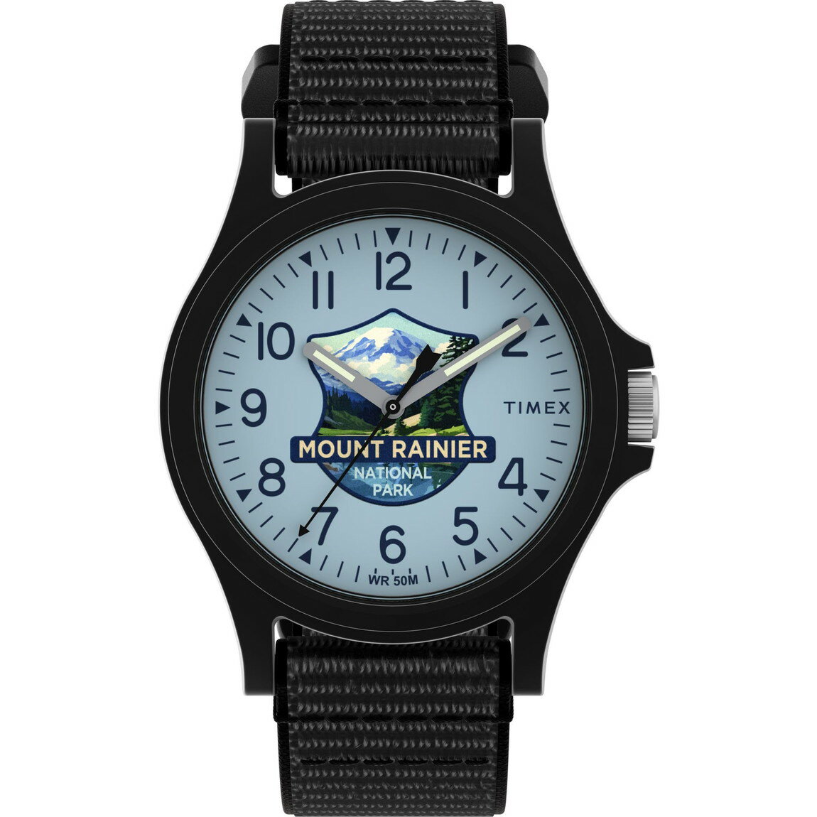 Timex ユニセックス Mount Rainier National Park 40mm 腕時計 ブラック Fastwrap ブルーダイアル ブラックケース