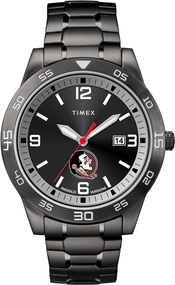 Timex Tribute メンズ Collegiate Acclaim 42mm 腕時計 Florida State Seminoles ブラック ステンレススチール エクスパンションバンド