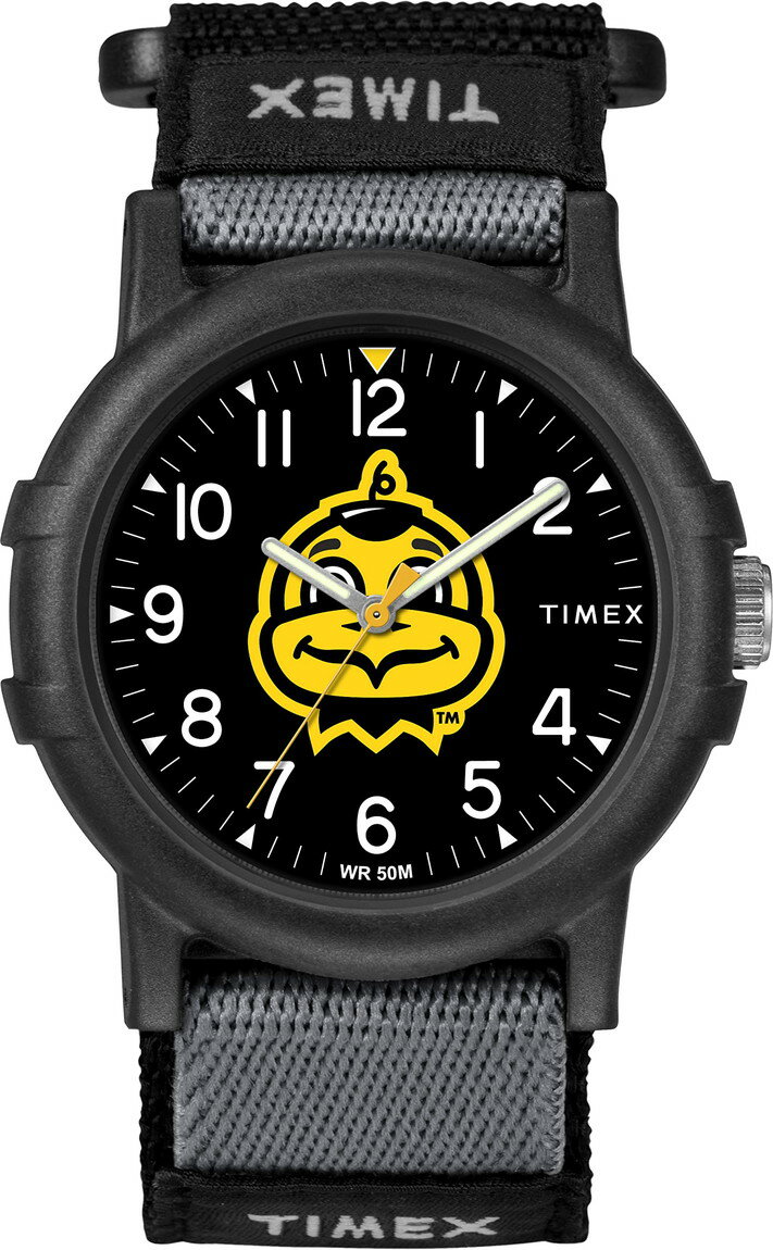 Timex ユニセックス Collegiate Recruit 38mm 腕時計 Iowa Hawkeyes ブラック ファブリックストラップ