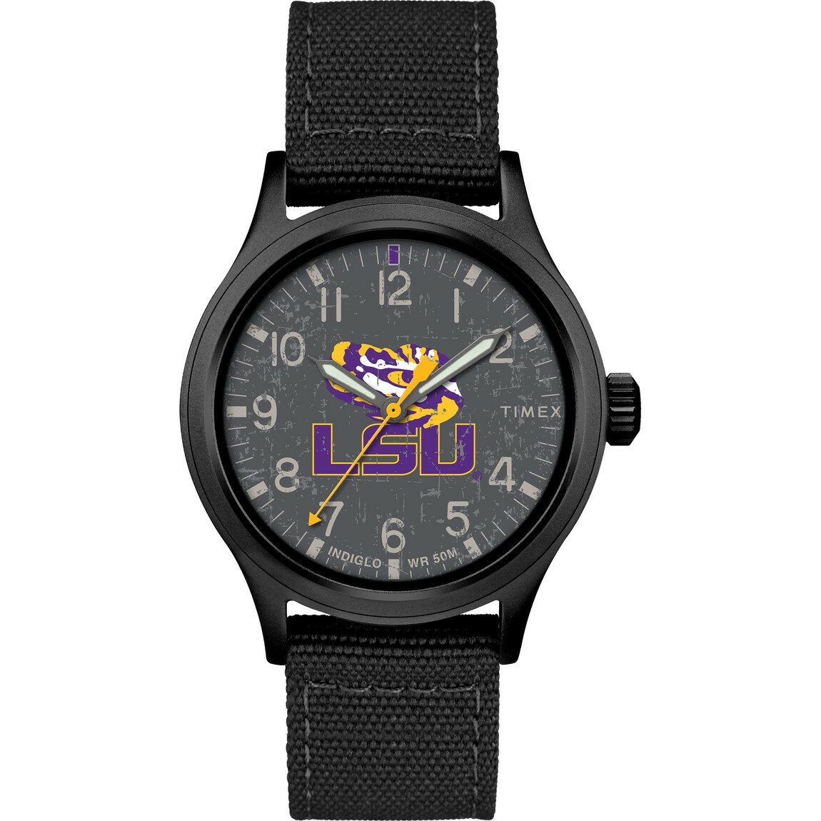 Timex Tribute メンズ Collegiate Scout 40mm 腕時計 LSU Tigers ブラック ファブリックストラップ
