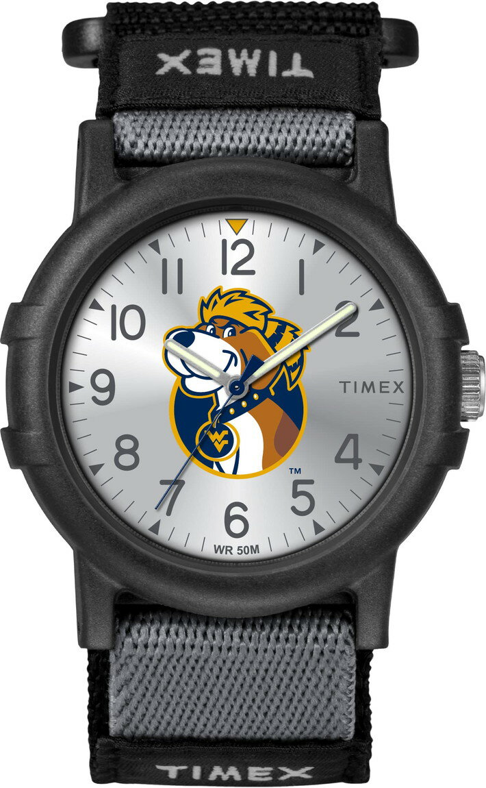 Timex Tribute ユニセックス Collegiate Recruit 38mm 腕時計 West Virginia Mountaineers ブラック ファブリックストラップ
