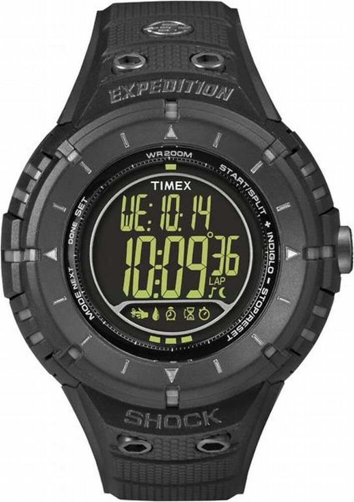 タイメックス Expedition Shock メンズ 振動アラーム デジタル ブラック レジン 50mm