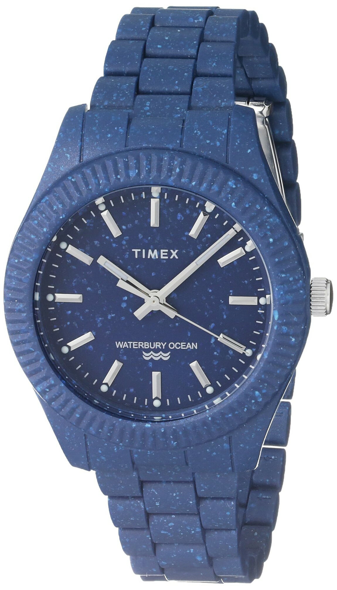 タイメックス Waterbury Ocean メンズ 腕時計 42mm ダークブルー アップサイクル オーシャン素材 樹脂バンド