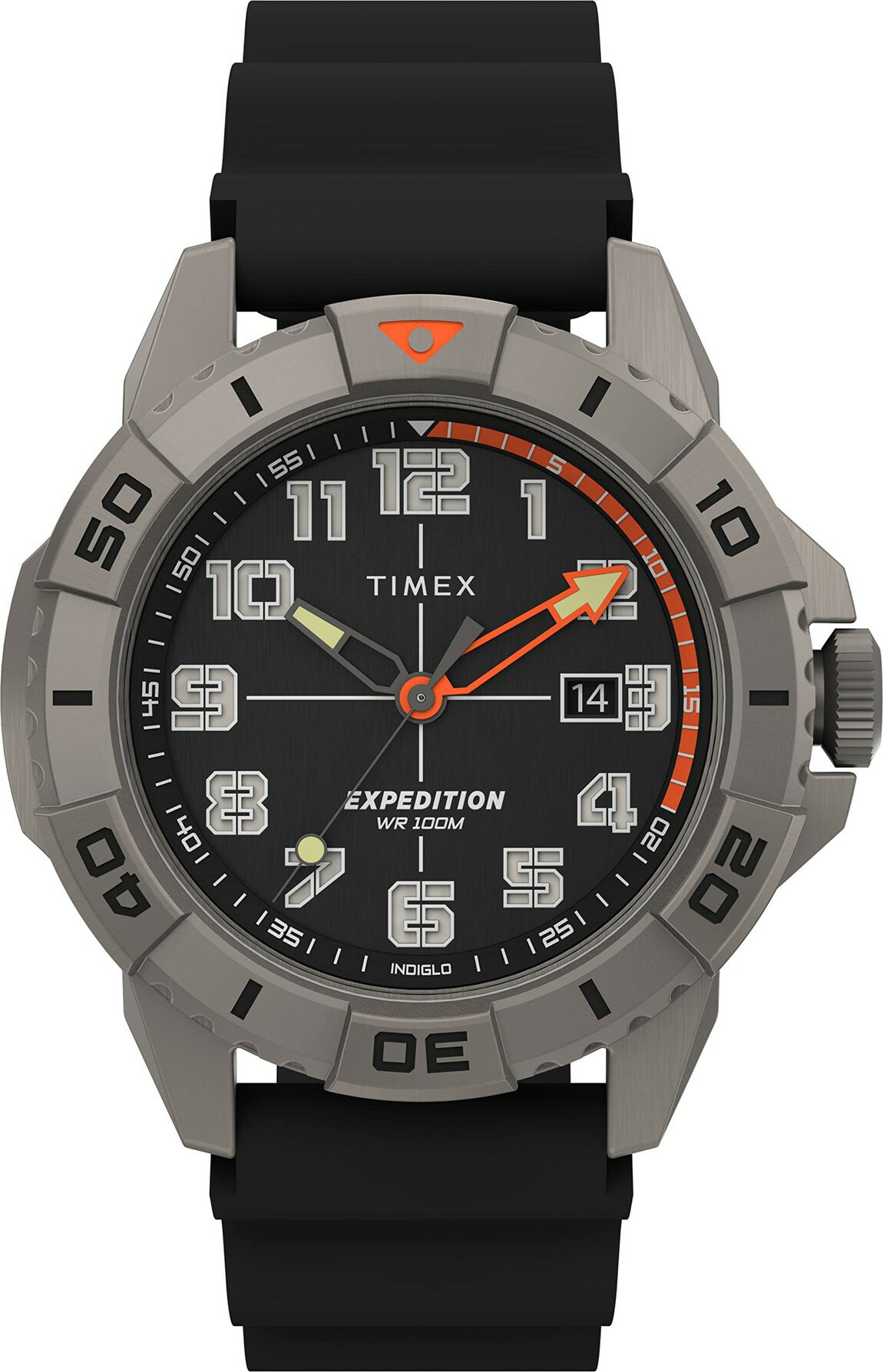 タイメックス Expedition North Ridge メンズ 腕時計 41mm ブラック文字盤 チタンケース シリコンベルト