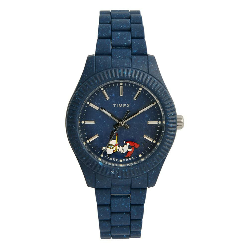 タイメックス Waterbury Ocean x Peanuts メンズ ブルー文字盤 ブルーブレスレット クォーツ 41mm