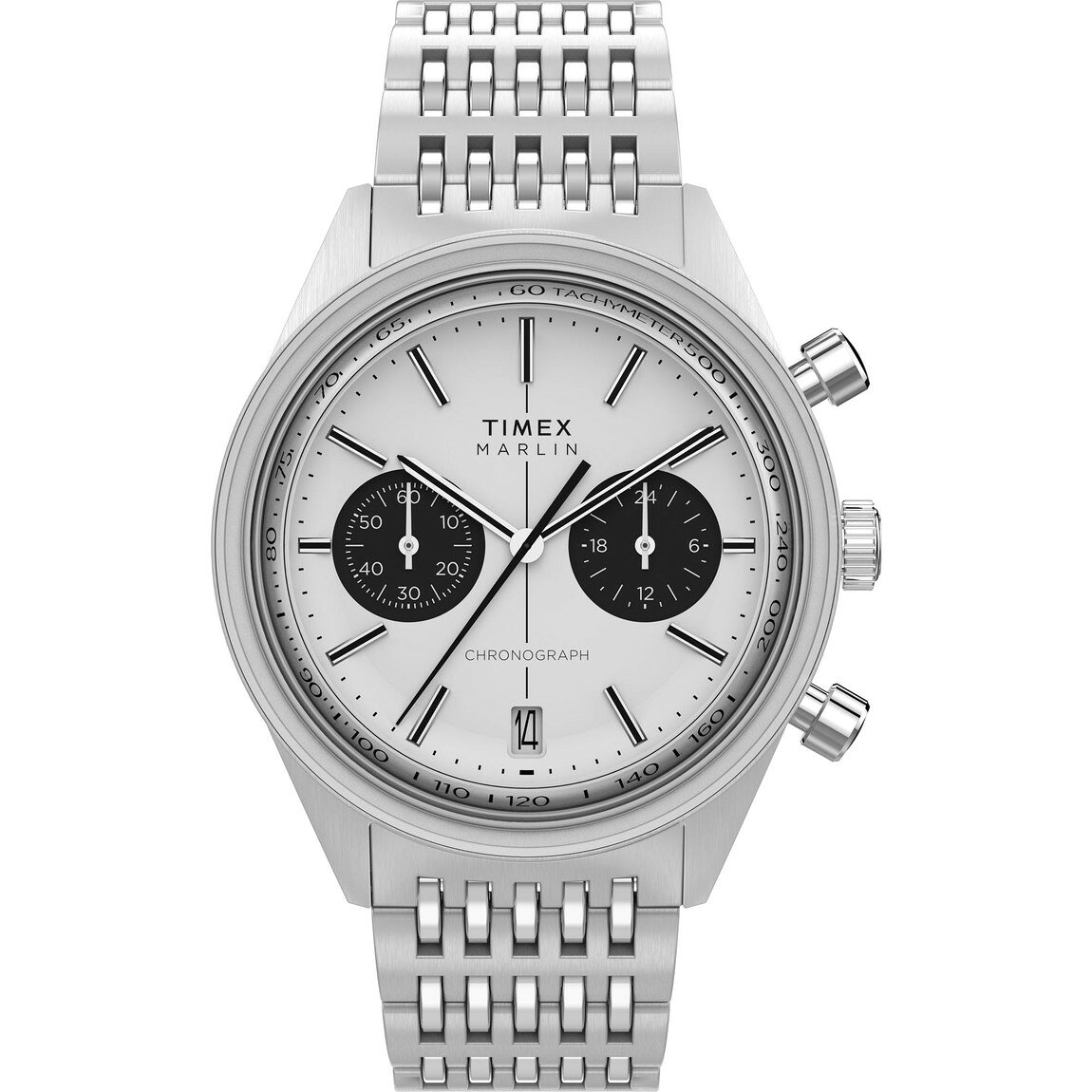 タイメックス Marlin Jet メンズ シルバー文字盤 ステンレスブレスレット 40mm