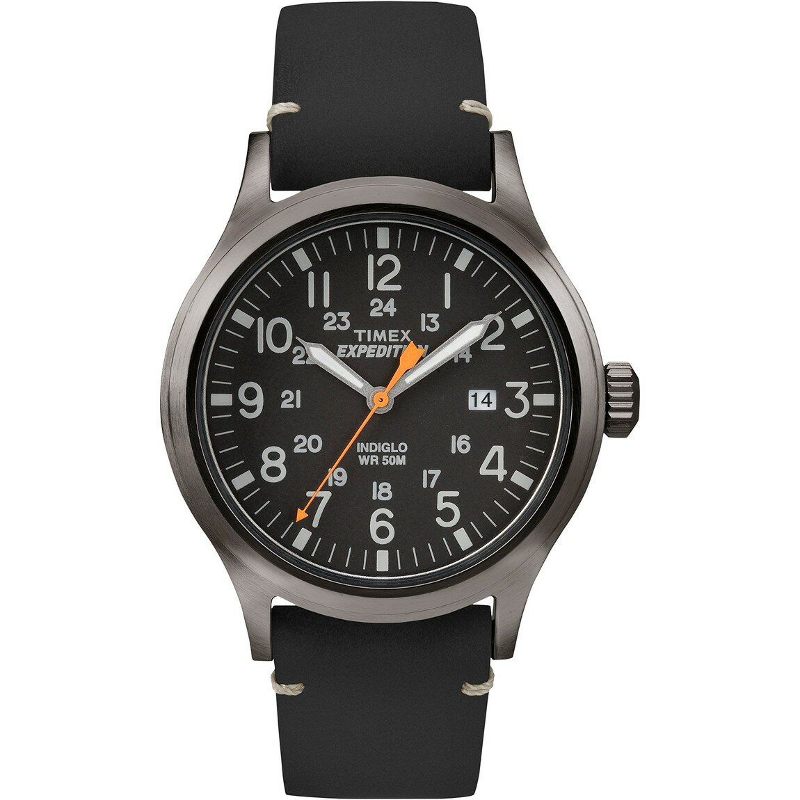 タイメックス Expedition Scout メンズ 腕時計 グレーケース ブラック文字盤 本革レザー 40mm