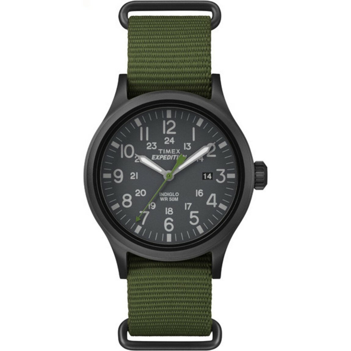 タイメックス Expedition Scout メンズ ブラック文字盤 グリーン ナイロンベルト 40mm