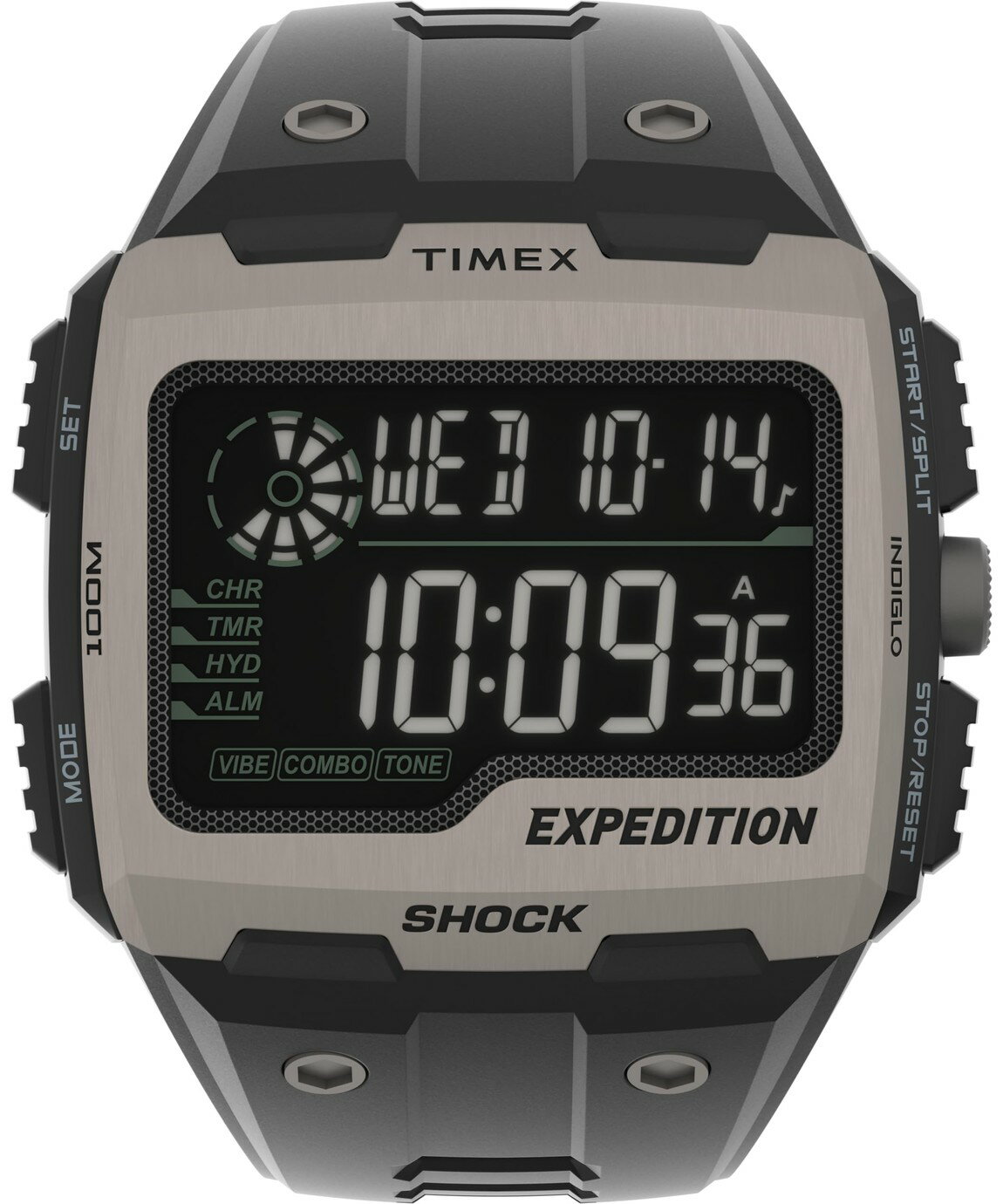 タイメックス Expedition Grid Shock メンズ デジタル 衝撃耐性 ブラック レジン 50mm