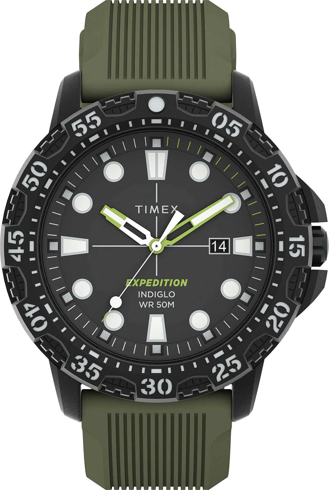 タイメックス Expedition Gallatin メンズ グリーン文字盤 グリーンシリコンバンド グリーン樹脂ケース 44mm