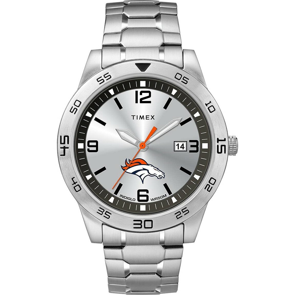 タイメックス Tribute Citation メンズ デンバー・ブロンコス シルバー文字盤 ステンレス伸縮バンド 42mm