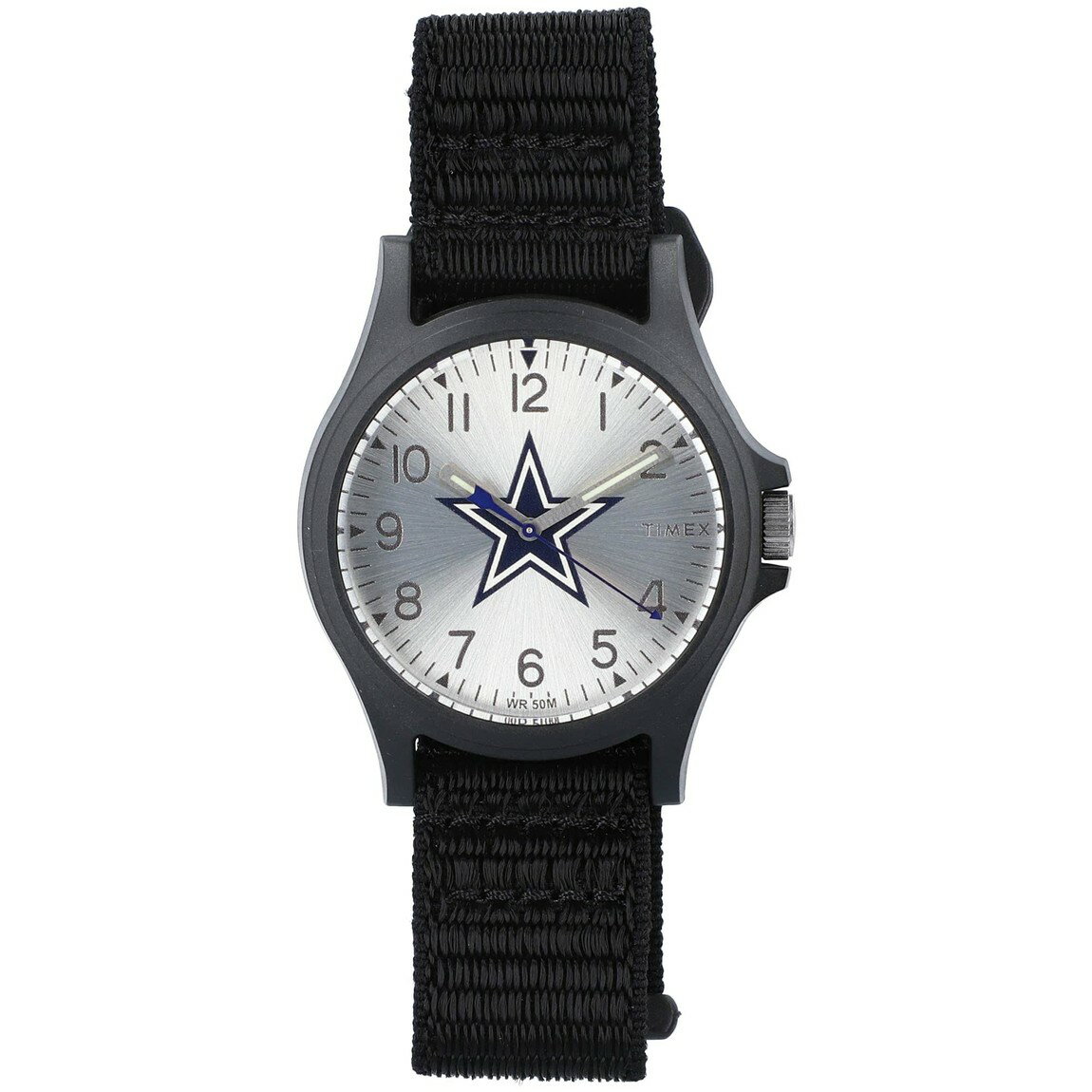 Watches - タイメックス NFL Pride Dallas Cowboys メンズ 腕時計 40mm シルバー文字盤 ブラックナイロンバンド 50m防水