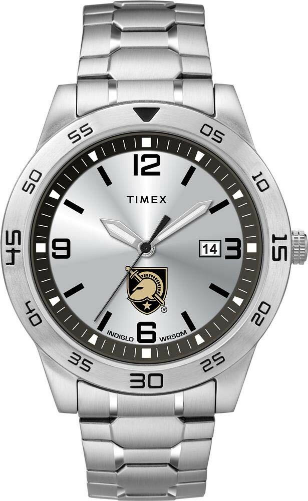 タイメックス Tribute Collegiate Citation メンズ アーミーブラックナイツ シルバー文字盤 ステンレス伸縮バンド 42mm