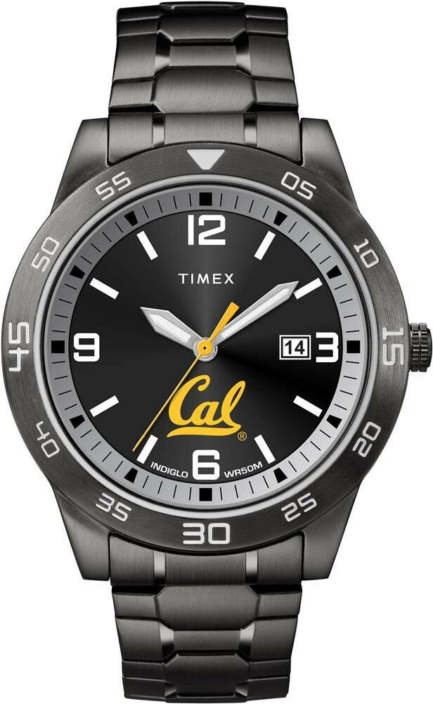 タイメックス Tribute Collegiate Acclaim メンズ 42mm カリフォルニア ゴールデンベアーズ ブラック ステンレス 蛇腹バンド