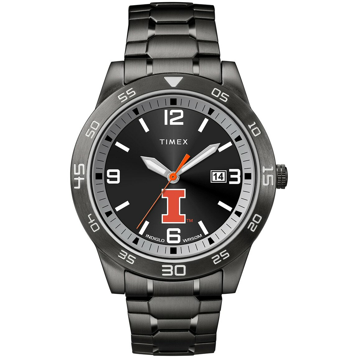 タイメックス Tribute Collegiate Acclaim メンズ Illinois Fighting Illini 42mm ブラック ステンレス エクスパンションバンド