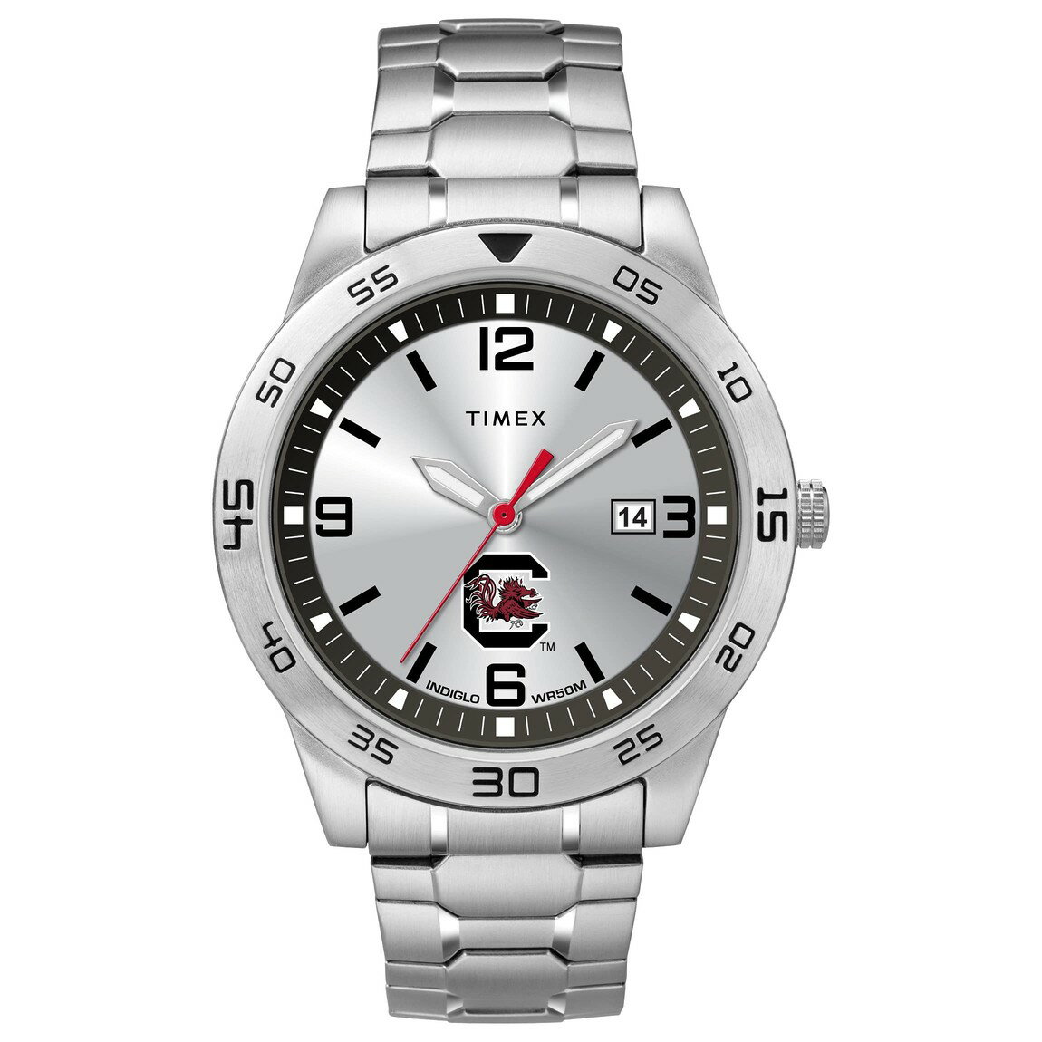 タイメックス Tribute Collegiate Citation メンズ 腕時計 サウスカロライナ・ゲームコックス 伸縮ステンレスバンド シルバー 42mm
