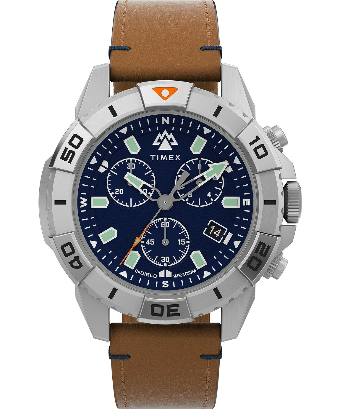 タイメックス Expedition North Ridge メンズ ブルー文字盤 タンカラー レザーバンド ステンレス 42mm