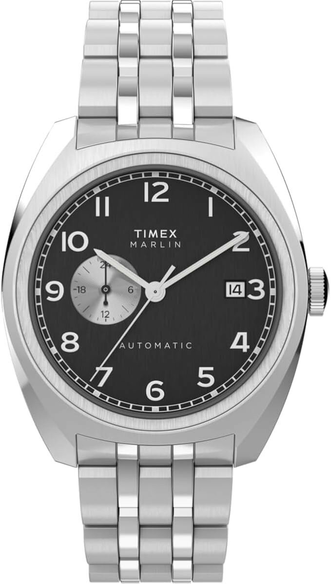 タイメックス Marlin メンズ 腕時計 39mm 自動巻き ブラック文字盤 ステンレスブレスレット