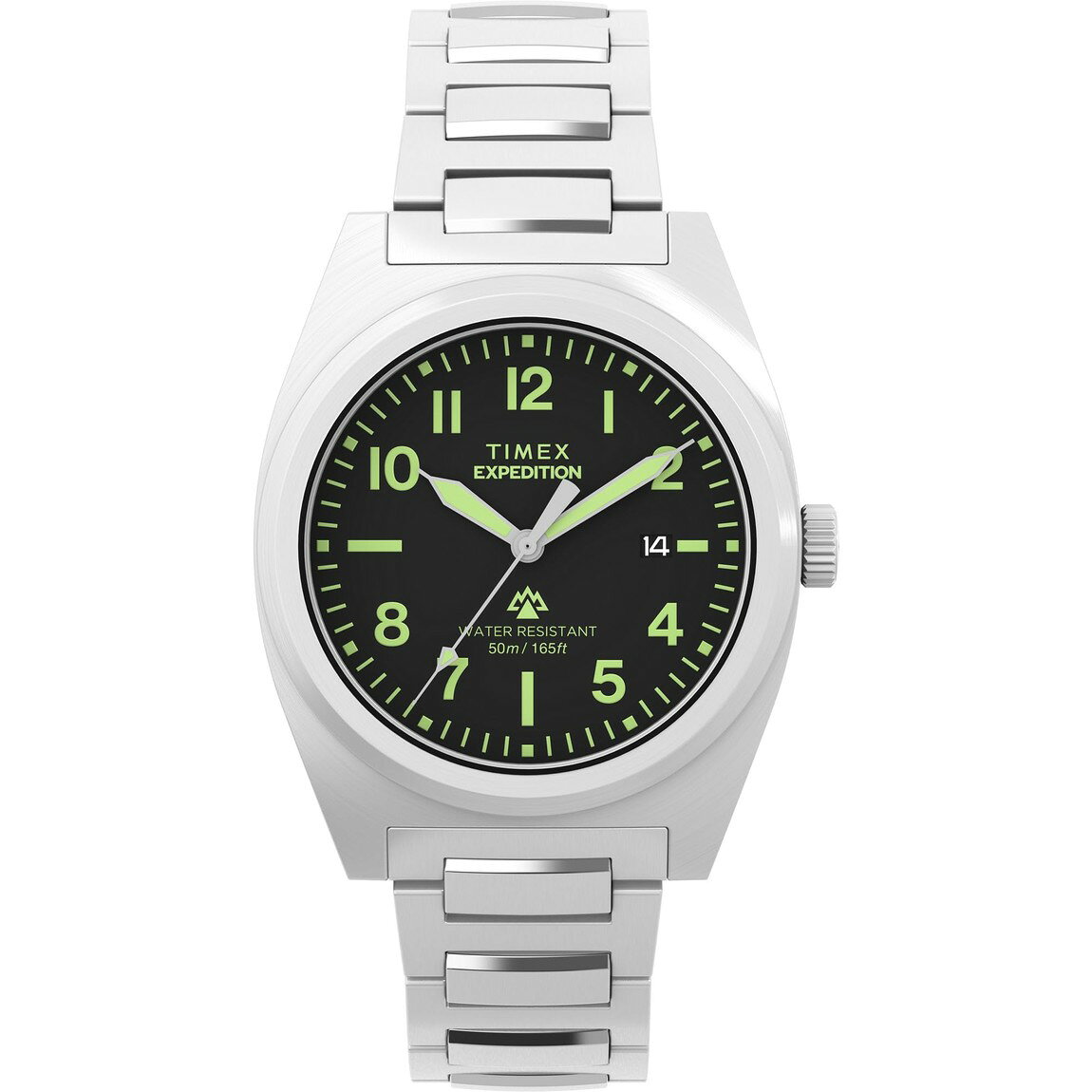 タイメックス Expedition Capstone メンズ 腕時計 39mm ブラック文字盤 シルバーケース ステンレスベルト クォーツ
