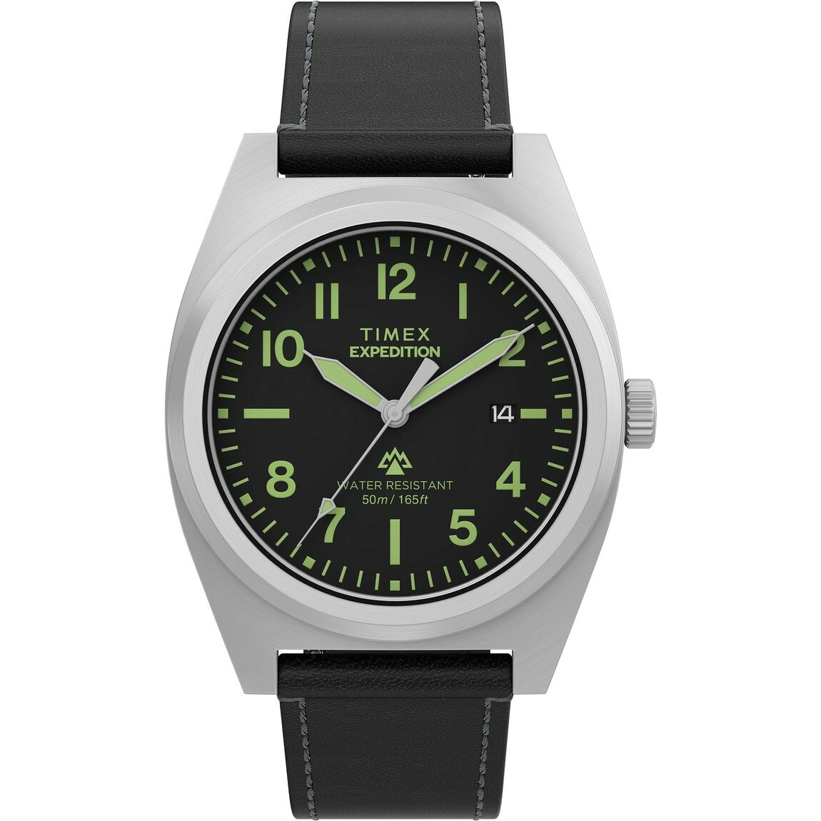 タイメックス Expedition Capstone メンズ クォーツ 39mm ブラック文字盤 レザーベルト