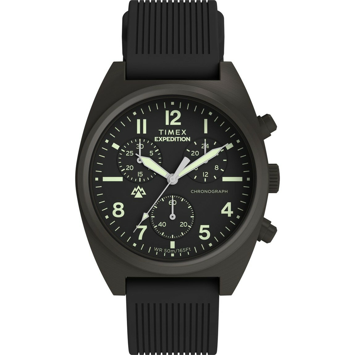 タイメックス Expedition Capstone Chronograph メンズ 腕時計 41mm ガンメタル ブラック文字盤 シリコンバンド