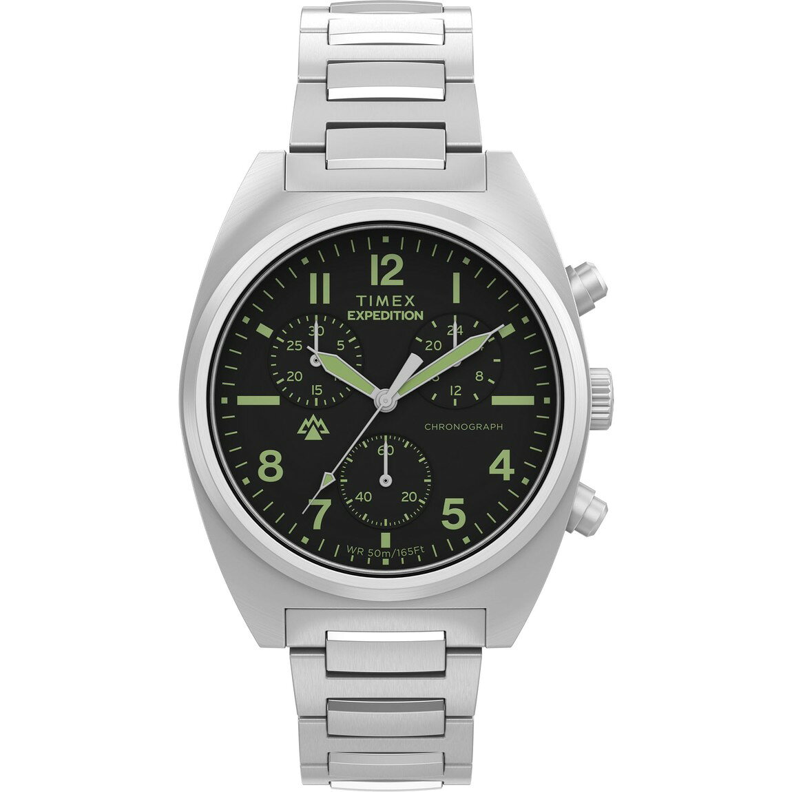 タイメックス Expedition Capstone Chronograph メンズ ブラック文字盤 シルバー ステンレスブレス 41mm