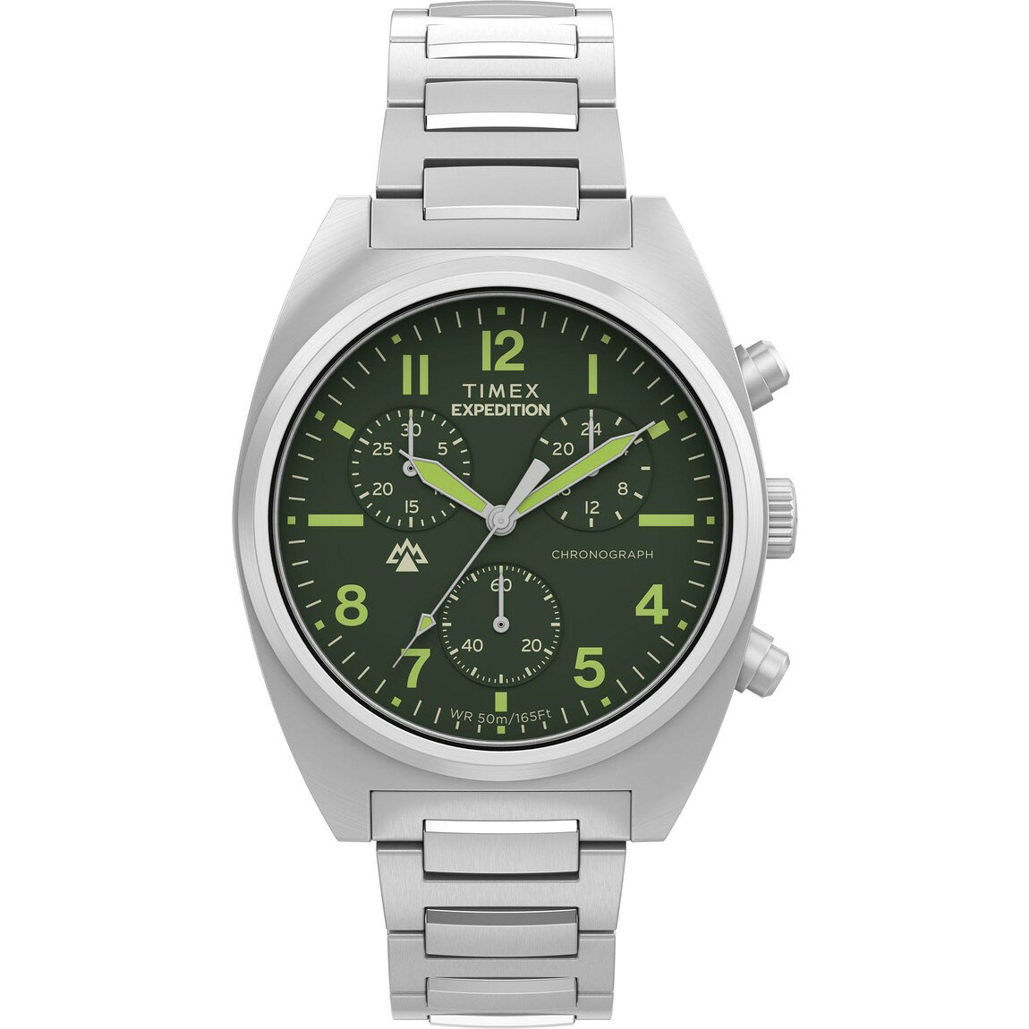 タイメックス Expedition Capstone メンズ 腕時計 クロノグラフ 41mm グリーン文字盤 シルバー ステンレス