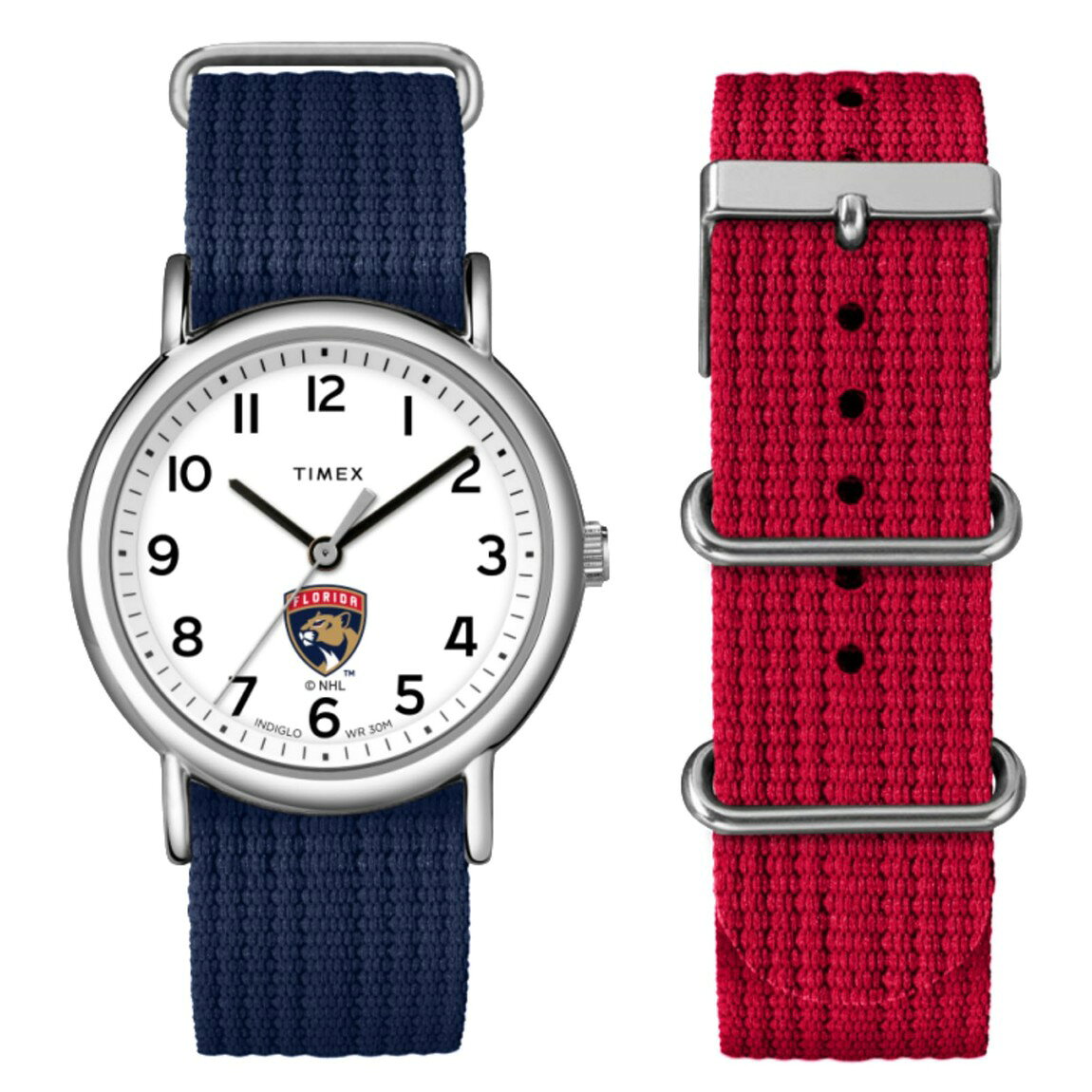 タイメックス Weekender ユニセックス 腕時計 フロリダ・パンサーズ 38mm シルバーケース ブルー ナイロンバンド 30m防水