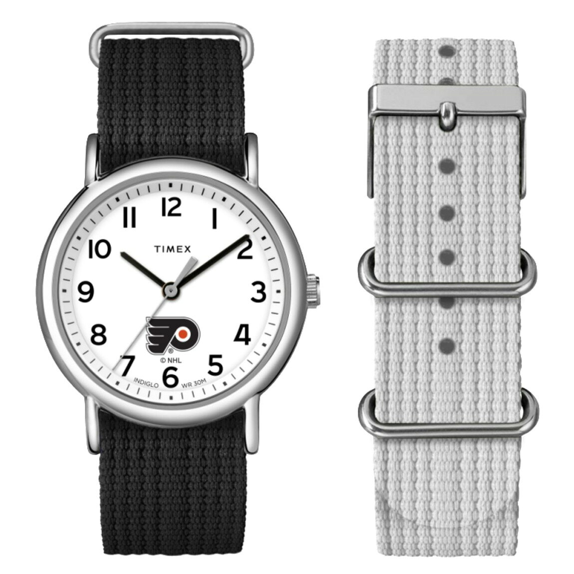 タイメックス Weekender メンズ レディース フィラデルフィア・フライヤーズ 38mm ホワイト文字盤 ナイロンバンド シルバー