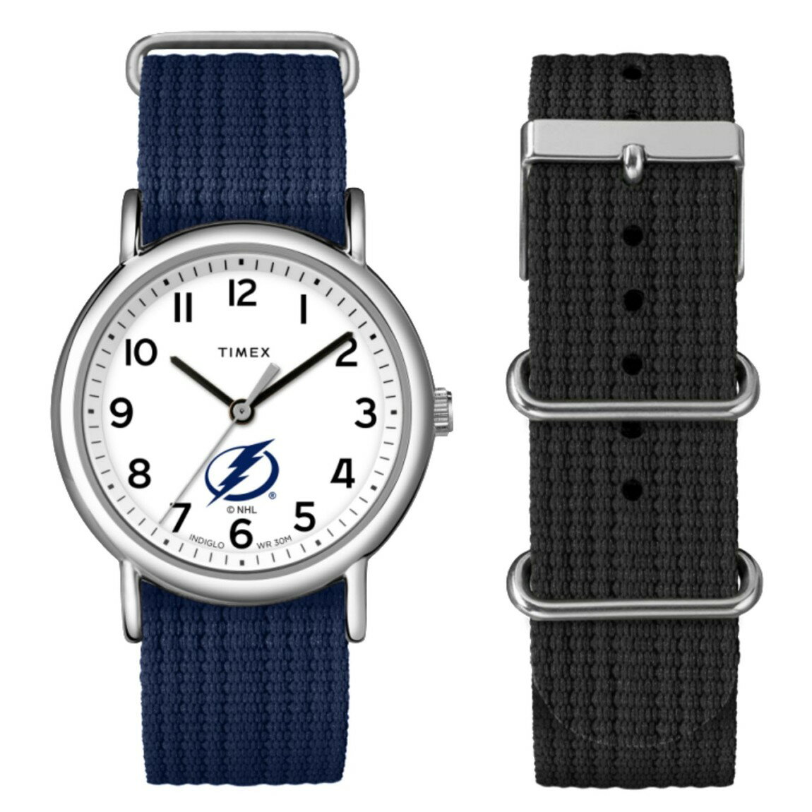 タイメックス Weekender メンズ レディース 38mm ホワイト文字盤 ブルー ナイロンバンド Tampa Bay Lightning