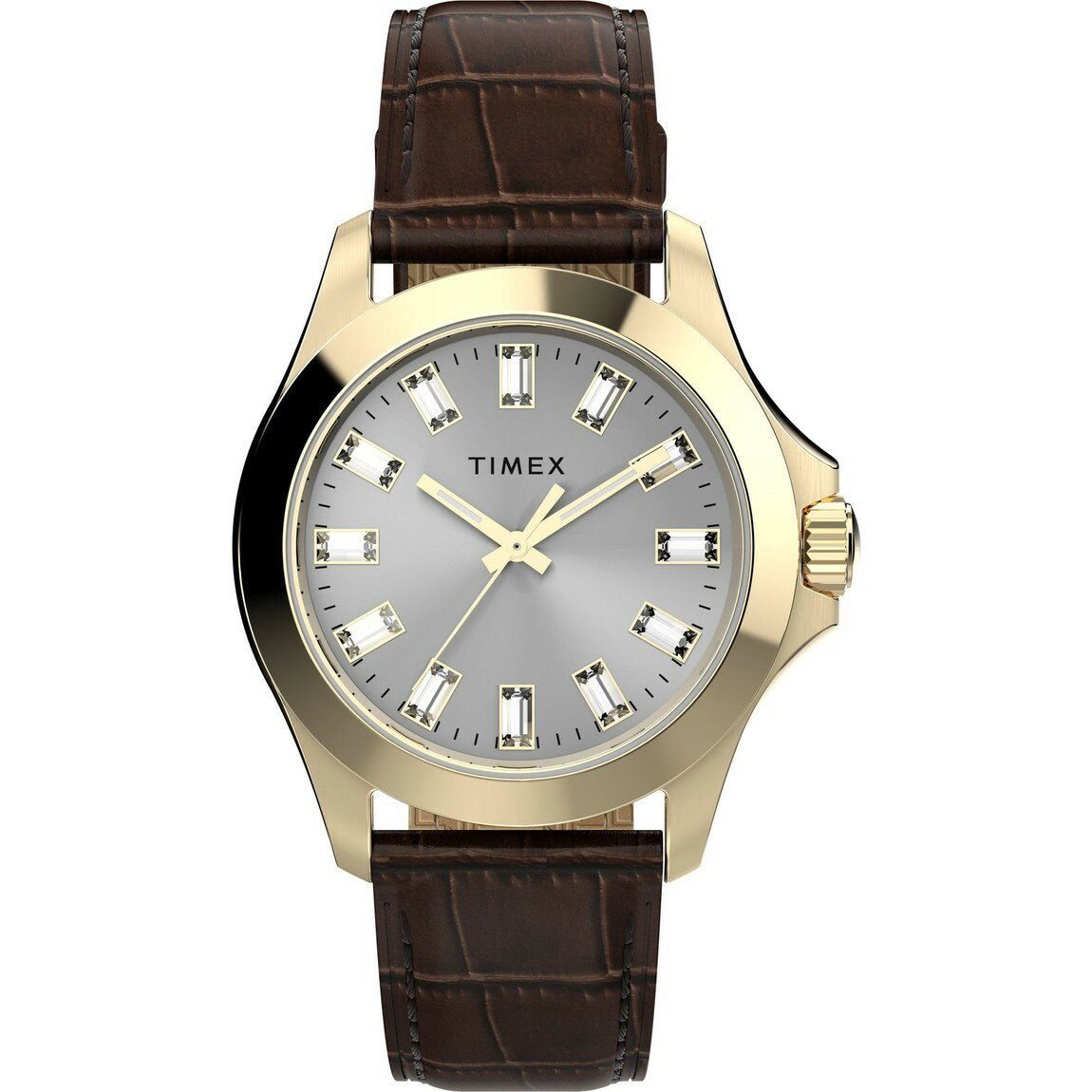 PRODUCT DETAILS タイメックス Kaia レディース 腕時計 38mm シルバー文字盤 ゴールドケース ブラウンレザーストラップ【商品仕様】・ ムーブメント：クォーツ・ ケース径：38mm・ ケース素材：真鍮（ゴールドトーン）・ 文字盤色：シルバー・ バンド素材：レザー（ブラウン）・ 風防：ミネラルガラス・ 防水性能：30メートル（3気圧防水）【特徴】・ シンプルで視認性の高い38mmサイズのケースを採用したKaiaコレクション。・ 上品なゴールドトーンのケースとブラウンのレザーストラップがクラシックな印象を与えます。・ 文字盤にはシルバーカラーを採用し、幅広いコーディネートに合わせやすいデザインです。・ 風防には日常使いに適したキズに強いミネラルガラスを使用しています。 ■ 商品について 海外輸入品（説明書は英語表記の場合あり） ■ ご注意 ・掲載画像は実物に近い色味になるよう調整しておりますが、ご利用の環境により差異が生じる場合があります。・複数店舗で在庫を共有しているため、ご注文後に在庫切れとなる場合がございます。 ■ 納期について お届けの目安を必ずご確認ください。 海外正規ルート仕入れ品 海外ブランド ▼ 海外正規ブランド店 正規代理店 ▼ 当 店 ※本商品は並行輸入品です 製造元は正規品と同一のブランド・メーカーです。当店では海外正規ルートより仕入れた商品を取り扱っております。流通ルートが異なるのみで、商品自体に違いはございません。 ── 当店の商品について ── 正規品のみ取り扱い 海外正規店・正規代理店から商品を直接仕入れ、国内に輸入して販売しております。 日本未入荷・海外限定モデルも多数 日本未入荷・海外限定モデルも多数取り扱っております。サイズ・カラー違いや海外限定で販売された製品など、日本では手に入りにくいアイテムをお届けいたします。 お求めやすい価格の理由 海外市場での価格差や流通ルートの違いにより、国内販売価格よりお求めやすくなっております。品質はそのままに、よりお手頃な価格でお届けいたします。 安心保証 ご使用前に万が一、製品に不具合がございました場合は、交換または商品代金のご返金にて対応させていただきます。商品到着後5日以内にご連絡ください。 ご注意 海外からの輸入品となります。海外輸送のため、外箱に軽微なスレ等がある場合がございますが、商品本体には影響ございません。 ※在庫状況は仕入先の在庫情報をもとに出来る限り正確に表示しておりますが、取寄せ商品のため、タイミングによりご注文後に欠品・キャンセルとなる場合がございます。 お探しの商品がございましたら、お気軽にご相談ください。