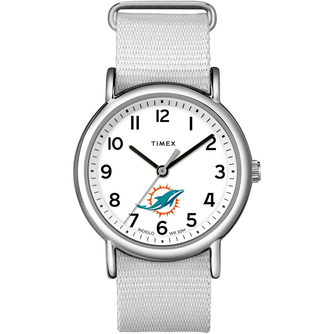 タイメックス Weekender NFL マイアミ・ドルフィンズ レディース ホワイト文字盤 ホワイトファブリックストラップ 38mm