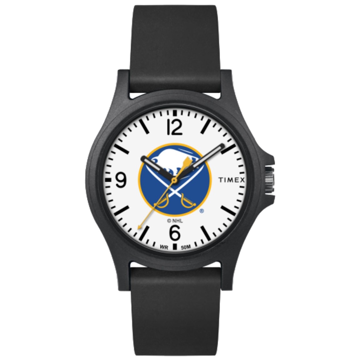 タイメックス Buffalo Sabres メンズ 腕時計 40mm ブラックケース ブラックストラップ ホワイト文字盤