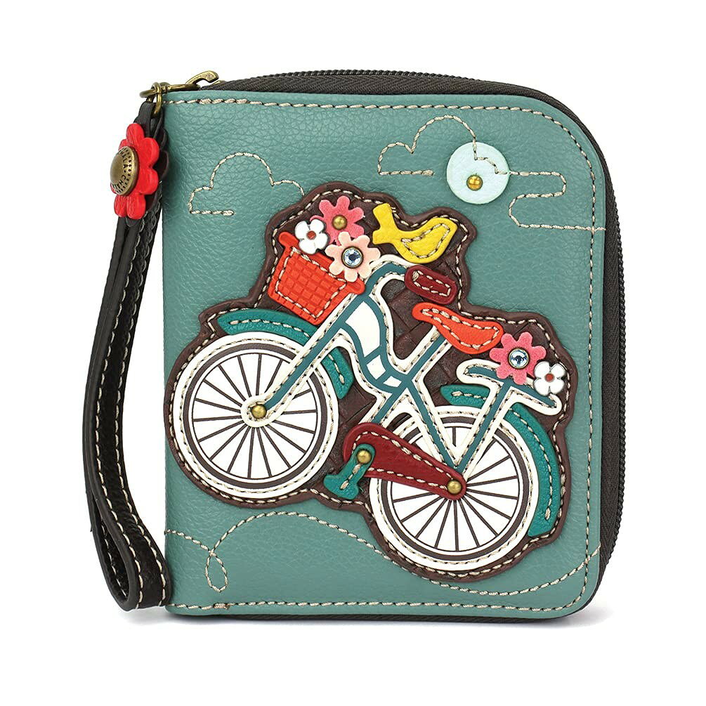 CHALA バイシクル 自転車 リストレット付 ジップアラウンド 二つ折り財布 ヴィガン...