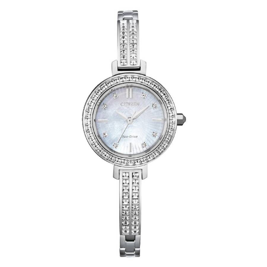 Rakuten - Citizenシチズン腕時計 逆輸入 Silhouette クリスタル Eco Drive ホワイト ダイヤル レディース ウォッチ EM0860 51D