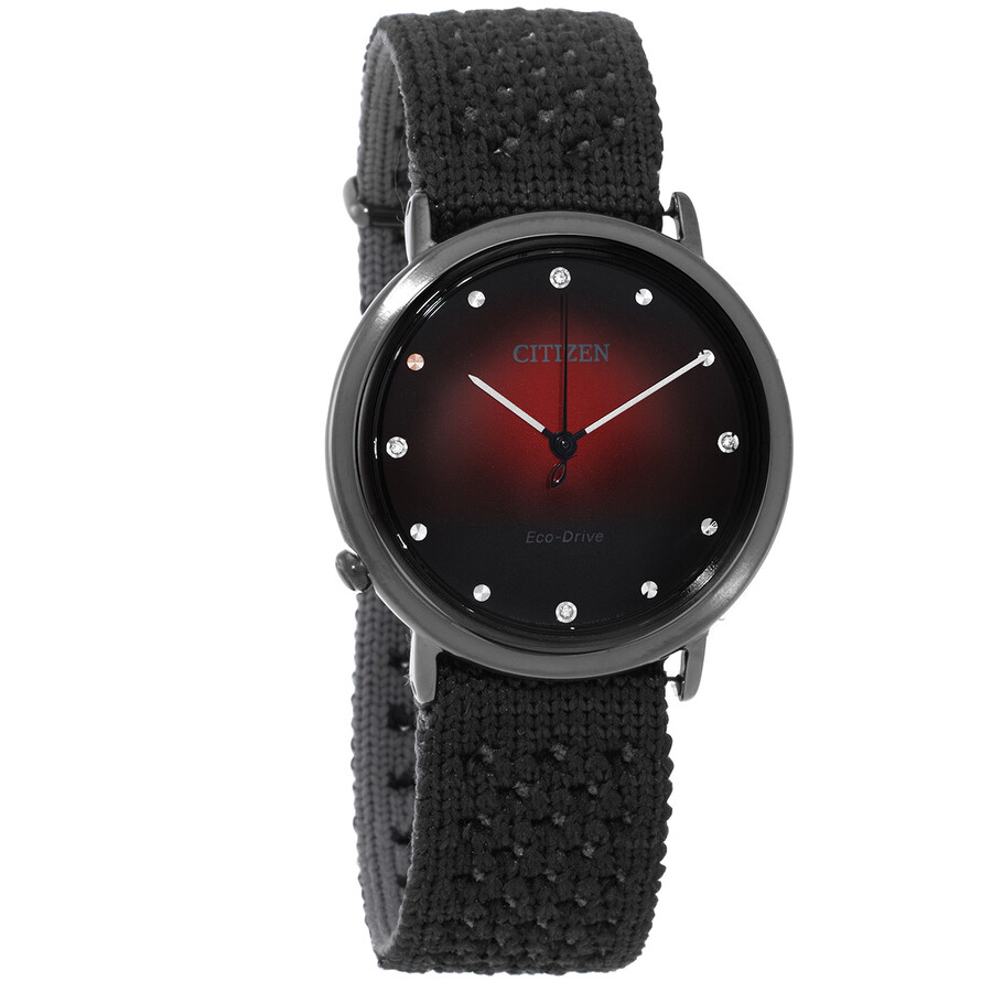 Citizenシチズン腕時計 逆輸入 Eco Drive クリスタル ブラック ダイヤル レディース ウォッチ EM1007 47E